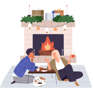 Couple Near the Fireplace